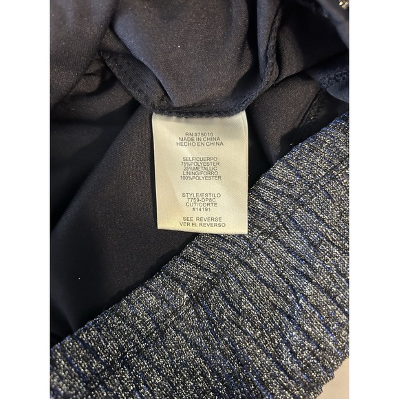 Shimmering Silver & Blue Sleeveless Mini Length w/ V Neck‎ & Adjustable Straps - Picture 7 of 8